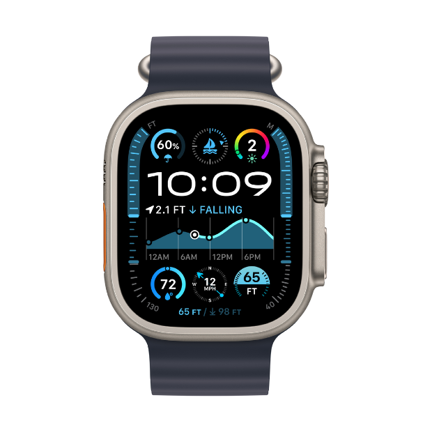 -Apple Watch Ultra 2  Cellular 49mm  Natural Titanium Case with Navy Ocean Band-i1