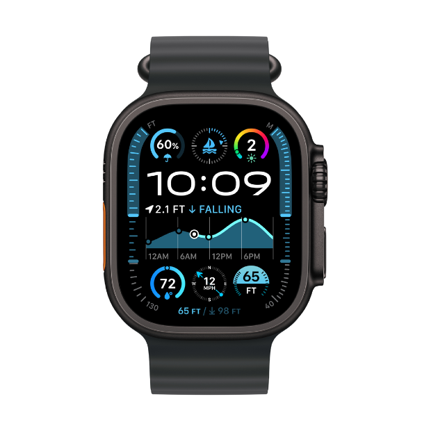 -Apple Watch Ultra 2 Cellular 49mm Black Titanium Case with Black Ocean Band-i1