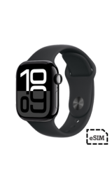 Apple Watch Series 10 Cellular 46mm Jet Black Aluminum Case with Black Sport Band M/L