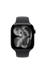 Apple Watch Series 11 Cellular 46mm Jet Black Aluminium Case with Black Sport Band - M/L