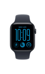 Apple Watch SE 3 GPS + Cellular 44mm Midnight Aluminum Case with Navy Blue Sport Band - S/M