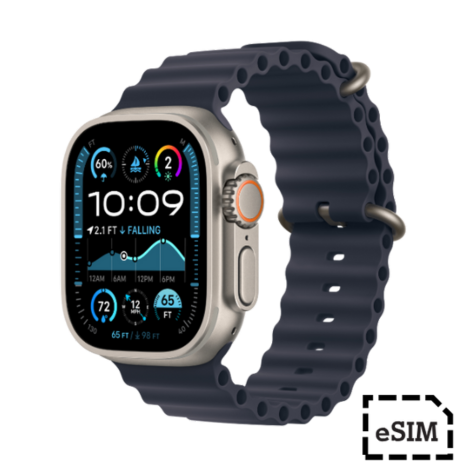 Watch Ultra 2  Cellular 49mm  Natural Titanium Case with Navy Ocean Band