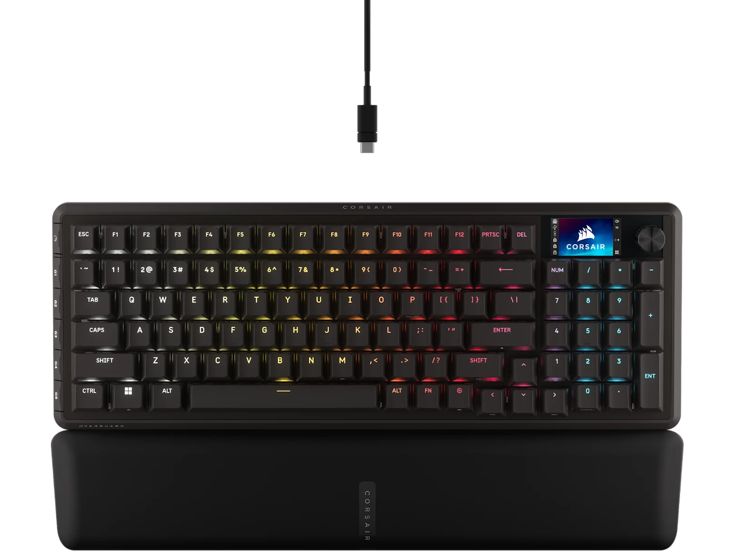 CORSAIR VANGUARD 96 Mechanical Gaming Keyboard, Backlit RGB LED, CORSAIR MLX Plasma, Black, Black PBT DS Keycaps