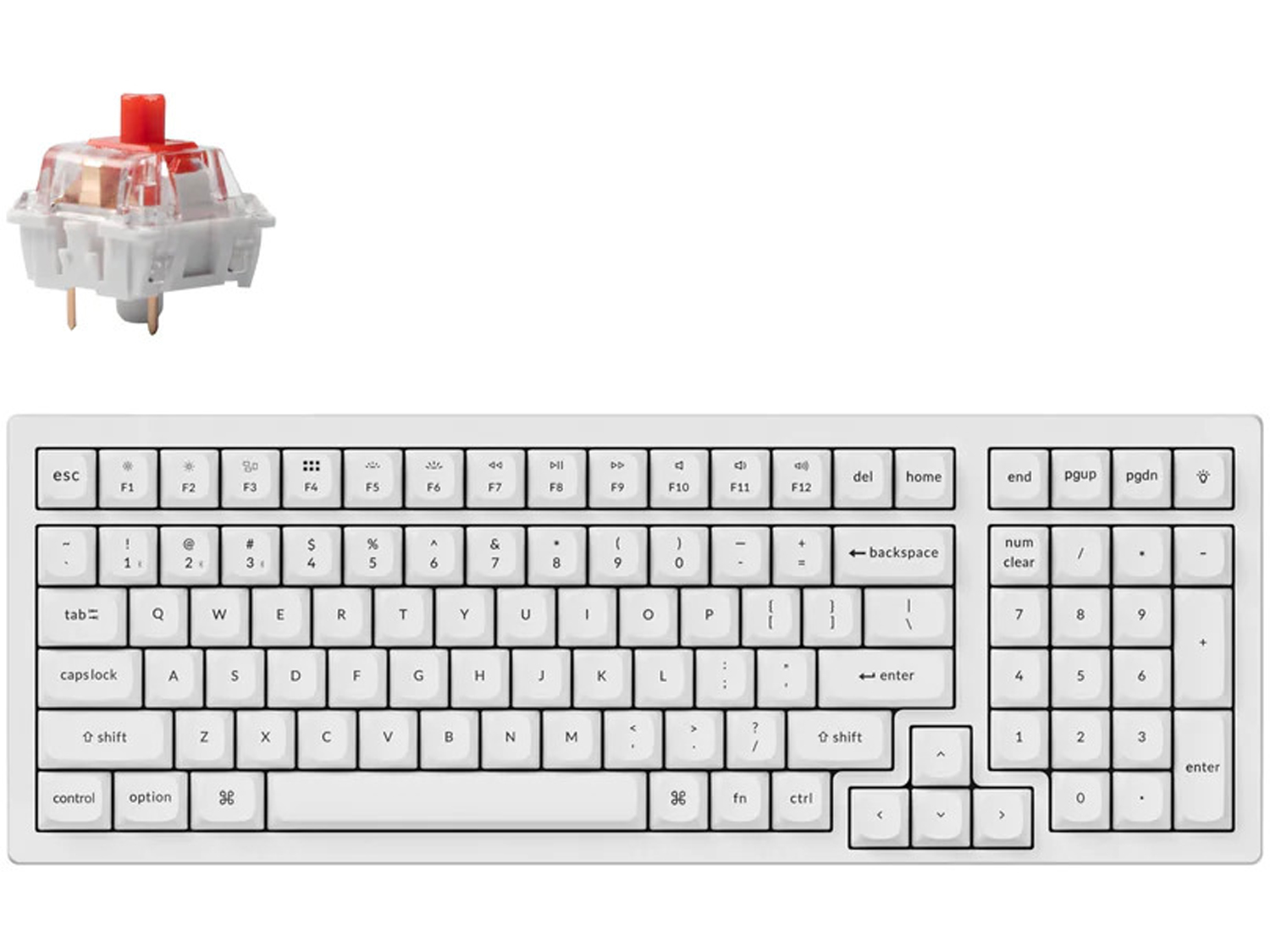 Keychron K4 Pro White Hot-Swappable Full-Size K Pro Red Switch White LED