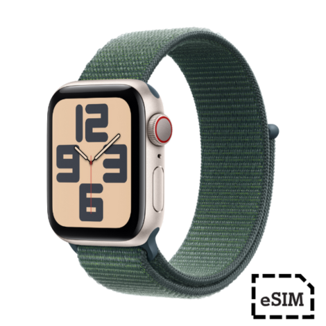 Watch SE Cellular 40mm Starlight Aluminium Case with Lake Green Sport Loop Band