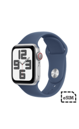 Apple Watch SE Cellular 40mm Silver Aluminium Case with Denim Sport Band S/M