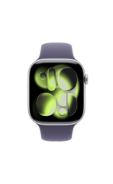 Apple Watch Series 11 Cellular 46mm Silver Aluminium Case with Purple Fog Sport Band - M/L